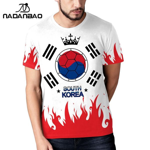 Andere Sportartikel NADANBAO Südkorea Team Fußball bedruckte T-Shirts O-Ausschnitt Kurzarm Supporter Jersey Sommer 3D-Druck Fußball Top T-Shirt Kleidung 230621