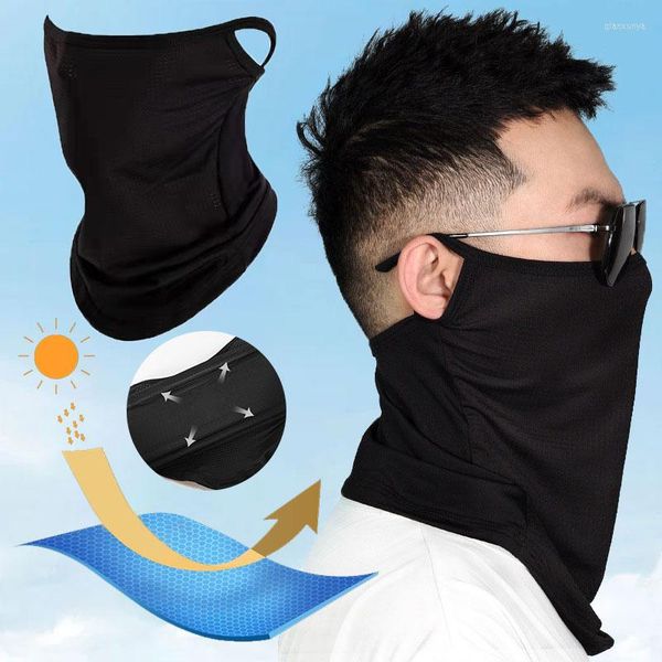 Motorradhelme Outdoor Radfahren Bandana Mesh Gesichtsbedeckung Halbmaske Hang-Ear Eisseide Halsmanschette Cooler Schlauchschal Sport Laufen Wandern