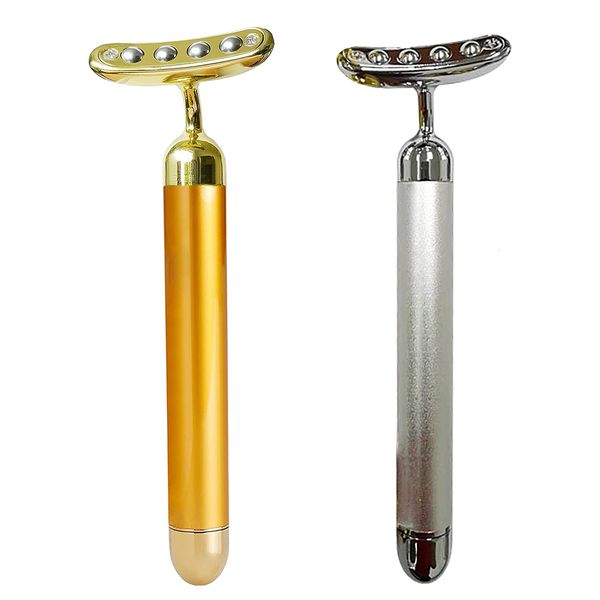 Home Beauty Instrument Gesichtsmassagegerät Roller Golden 3D Elektrisch und T-Form Goldgelb Silber 230621