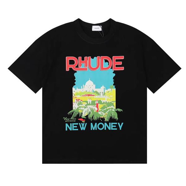 Rhude Shi Designer T Shis Herren Shos Frauen Grafik T-Shirts Muster Tops Sommer Sho Ärmel Tshi Hip Hop Brief Graffiti Print Lose Shis Rhude Causal 998