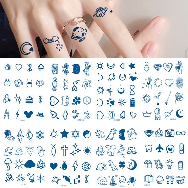 Temporäre Tattoos 100 Stück Großhandel Kleine Safttinte Dauerhafte Tätowierung Einfaches Herz Stern Mond Finger Wasserdichter Aufkleber Mann Arm Frauen Kunst 230621