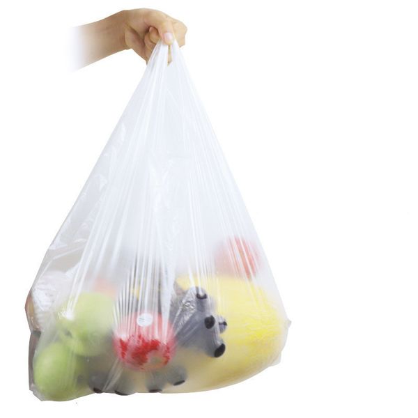 Çöp torbaları 100 PCS Yelek Tipi Meyve Kaldırıcı Fast Food Plastik Çanta Süpermarket Alışveriş Mutfak Çöp 230621