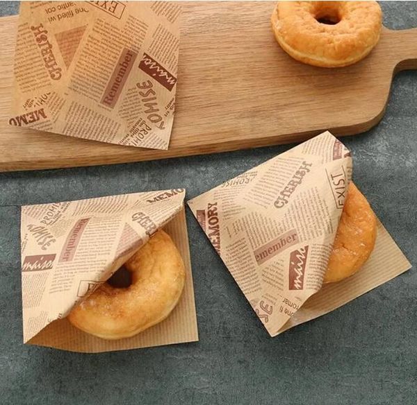 Pacote de cozimento Pacote de alimentos Saco de papel à prova de gordura Sanduíche Donut Pão Wrapper Hambúrguer Saco de papel Acessório de cozinha Cozimento