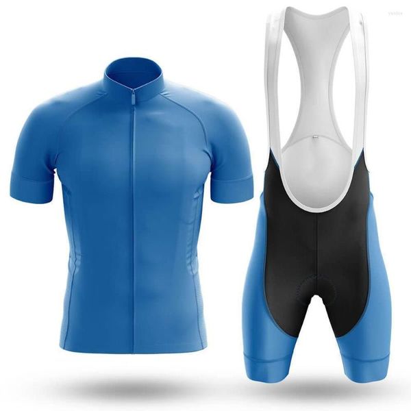 Racing Sets 2023 Blau Radfahren Jersey Set Sport Team Bike Männer Kleidung Schnell Trockene Sommer Hülse Road Ride Shirt BIB kurze Gel Pad