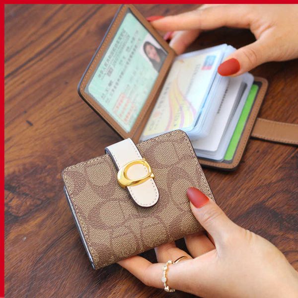 Elegante e requintada bolsa pequena bolsa para cartão feminina de alto valor facial slot para vários cartões tipo fino capa para carteira de habilitação de veículo motorizado nova proteção multifuncional