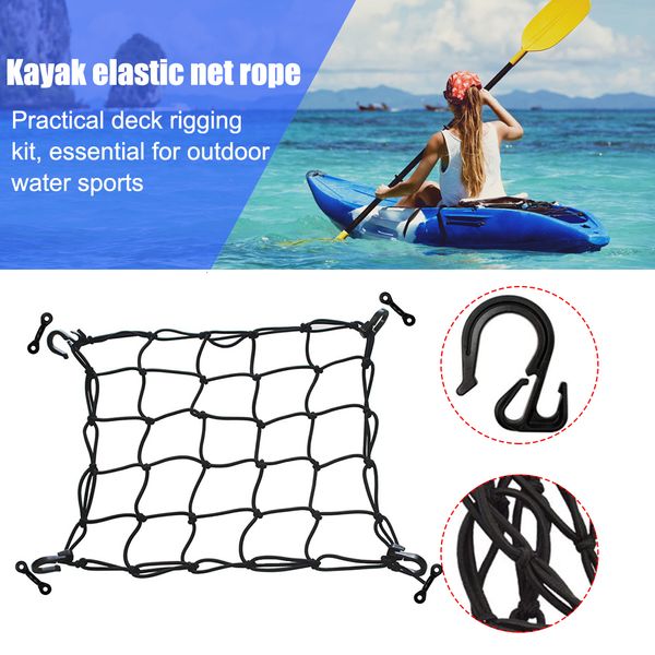 Accessori da spiaggia Kayak Canoa Deck Rete da carico Gancio di ancoraggio Rete per bagagli in nylon resistente 230621