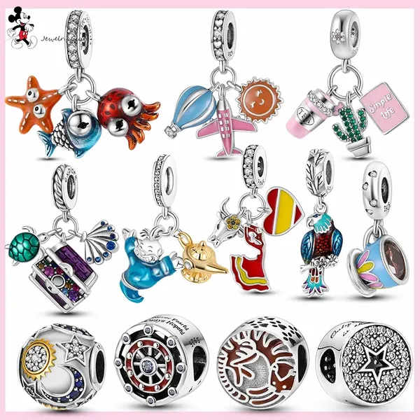 Für Pandora Charm 925 Silber Perlen Charms Meeresschildkröte Seestern Oktopus Charm Set Anhänger DIY Feiner Perlenschmuck