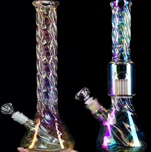 Hohe Regenbogenglas-Wasserbongs, Wasserpfeifen, Downstem, Perc, Bubbler, Kamm, Dabber, Heady Rig, Recycler, Dab-Rauchwasserpfeife mit 14 mm