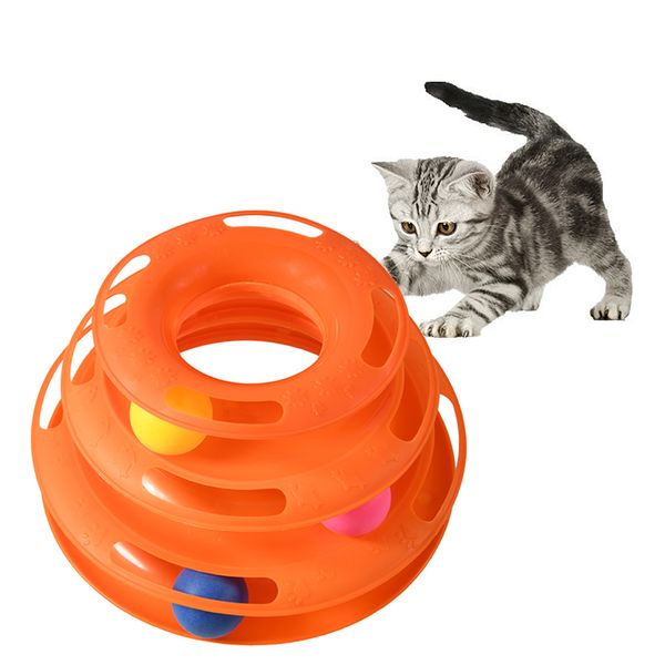 Tre livelli Pet Cat Toy Tower Tracks Disc Cat Intelligence Amusement Triple Pay Disc Cat Toys Ball Training tunnel per gatti