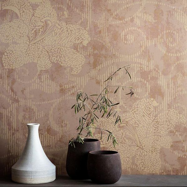 Wallpapers American Style Garden Vine Flower Coffee Colored Non-woven Wallpaper Nordic Living Room Bedroom Background Behang