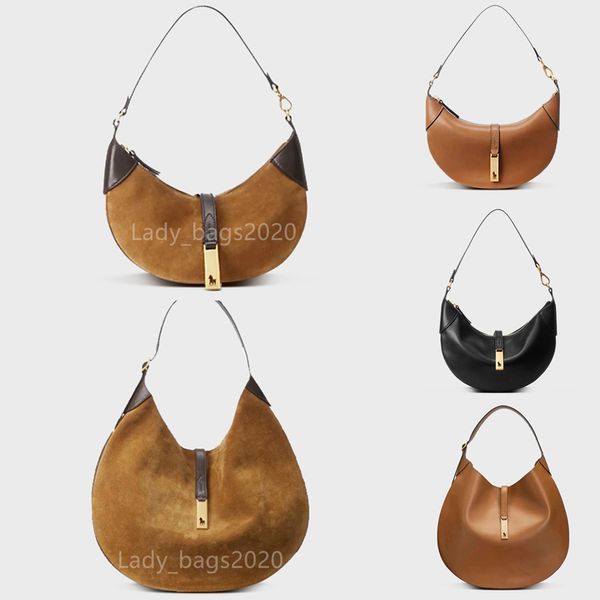 Polo ID Bag Large Designer Pony Mini Crescent Bag Suede Leather Big Stitching Coffee Half Moon RL Clutch Handbags Shoulder Bags Horse Tote