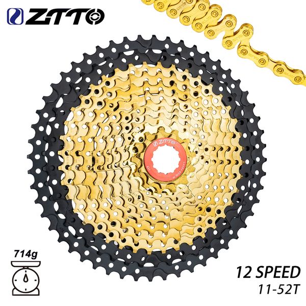 Rodas livres da bicicleta Chainwheels ZTTO MTB 12 Velocidade 11 52T Cassete 12S 52T 12V K7 Preto Ouro Aço Corrente Roda Livre Roda Livre Para HG Hub m9100 GX EAGLE 230621