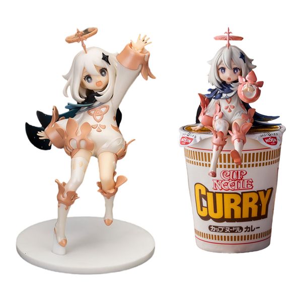 Objetos decorativos Estatuetas 13cm Genshin Impact Paimon Anime Figura Bidimensional Linda Menina Ação Noodle Stopper Coleção Modelo Boneca Brinquedos 230621