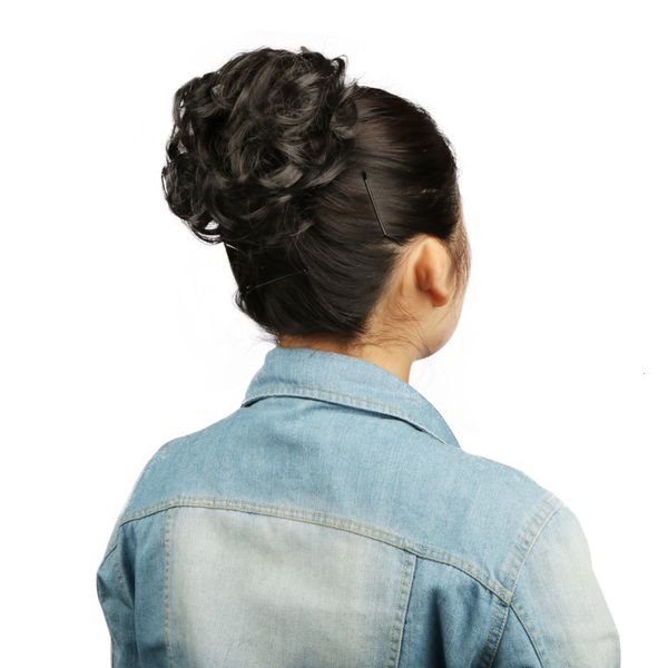 Synthetischer Chignon-Haarknoten, lockiges Haargummi, blond, braun, schwarz, Haarteil für Frauen 230621