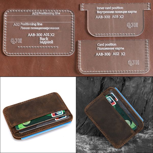 Handwerkswerkzeuge, 1 Set, Leder, handgefertigt, für Damen, Geldbörse, Tasche, Schnittmuster, Acryl-Schablone, Vorlage, Nähzubehör mit Löchern, 10 x 8 x 4 cm, 230621