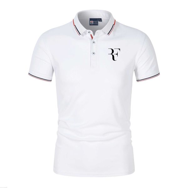 Erkek Tişörtleri Yeni Roger Federer Erkekler Polo Gömlek Örme Örtü Yaka Polo Gevşek Düğmesi Kısa Kol Spor Golf Gömlek