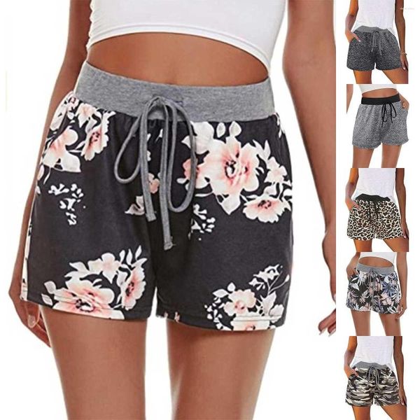 Shorts ativos femininos verão conforto e cintura elástica fitness casual com calças de bolso roupões sedosos para mulheres curtas