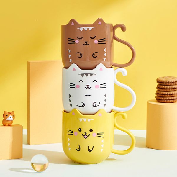 Tumblers Nette Katze Mundwasser Tasse Zahnbürste Home Reise Cartoon Verdickte Wäsche 230621