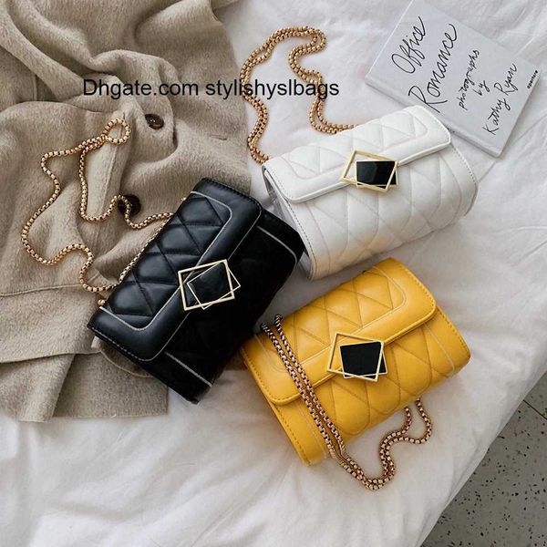 Bolsas de noite femininas bolsas de ombro em couro PU bolsa de corrente com trava preto branco amarelo moda mensageiro bolsas femininas bolsas crossbody