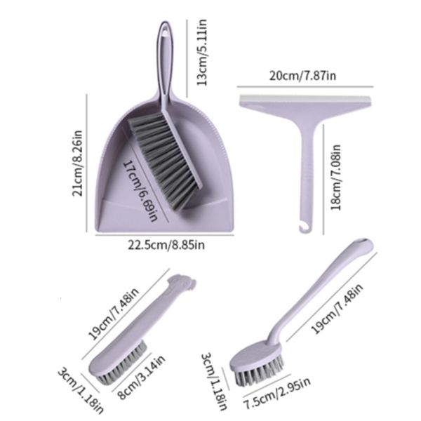 Spazzatrici a spinta manuale 5 pezzi set di spazzole per paletta per scopa mini raschietto per paletta in plastica per tastiera da tavolo da tavolo grigio blu 230621