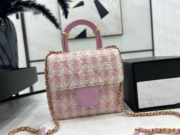 10A de alta qualidade 23S Sacos de malha com padrão de diamante bolsa de mão feminina 15cm bolsa clássica flip bolsas de ombro fashion bolsas de corrente de luxo bolsas de grife bolsa feminina com caixa