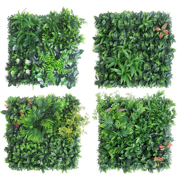 Vegetal floral falso 50x50CM 3D planta artificial painel de parede plástico ao ar livre gramado verde faça você mesmo decoração de casa pano de fundo de casamento jardim grama flor 230621