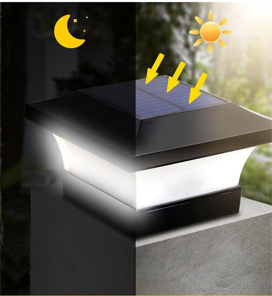 Postes de luz solar ao ar livre para compras, luz solar de jardim de 15x15 cm 100lm para poste de vedação poste de poste de poste de jardim pátio