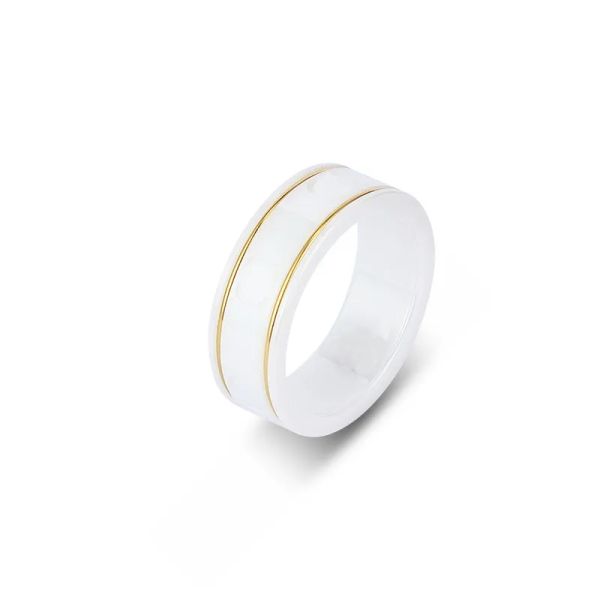 Anelli d'amore in ceramica bianca nera Ring di design per maschi per le donne alle anelli da sposa