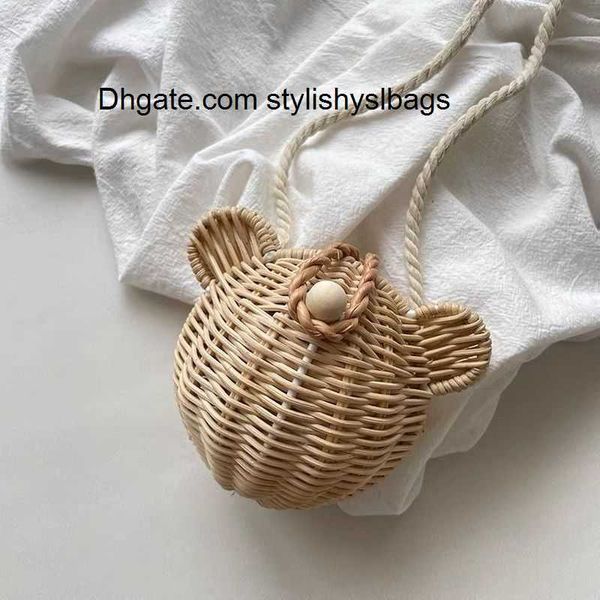 Borse da sera Borsa in rattan per bambini simpatica borsa a tracolla per bambini a forma di orecchio posa foto prop baby