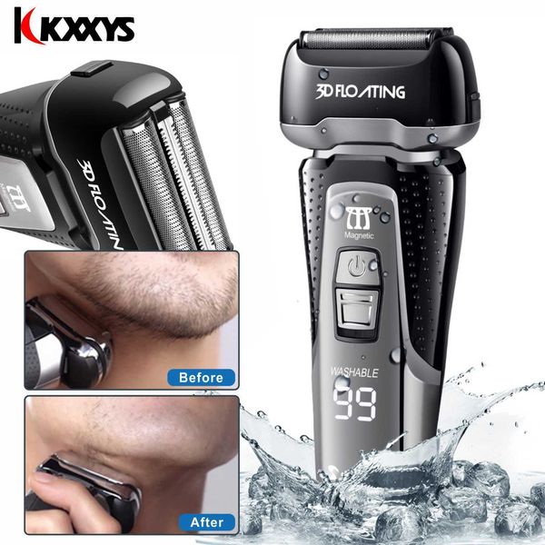 Rasoi elettrici Rasoio professionale Ricarica rapida Ricaricabile Potente per uomo Rasoio elettrico lavabile 3D Wet Dry Face Beard Shaving Machine 230621