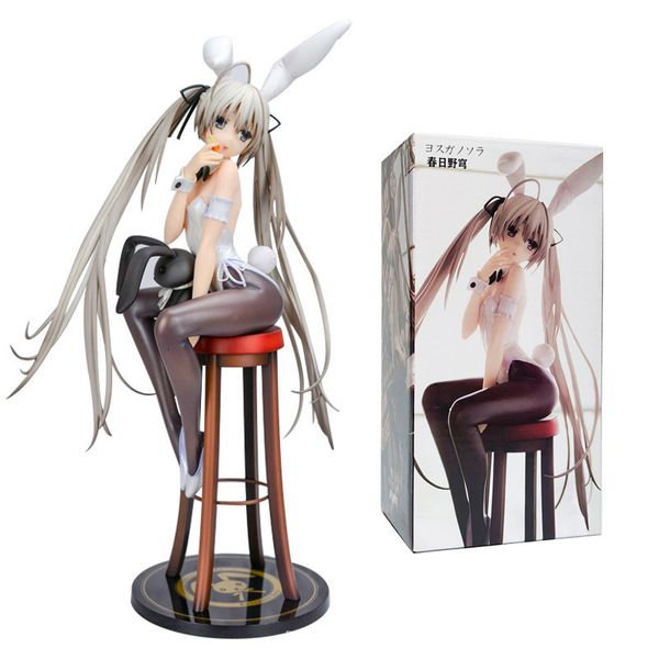 Oggetti decorativi Figurine Anime Ruolo Kasugano Sora Figura Coniglio Ragazza Seta nera Modello sexy Giocattolo Regalo 17CM Action Doll Premendo Instant Noodles 230621