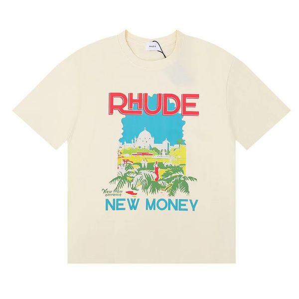 Rhude Shi Designer T Shis Herren Shos Frauen Grafik T-Shirts Muster Tops Sommer Sho Ärmel Tshi Hip Hop Brief Graffiti Print Lose Shis Rhude Causal 857