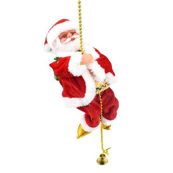 Material de parede de pelúcia contas de escalada Papai Noel operado por bateria Subida elétrica para cima e para baixo com luz e música Decoração de Natal Presentes para crianças 230621