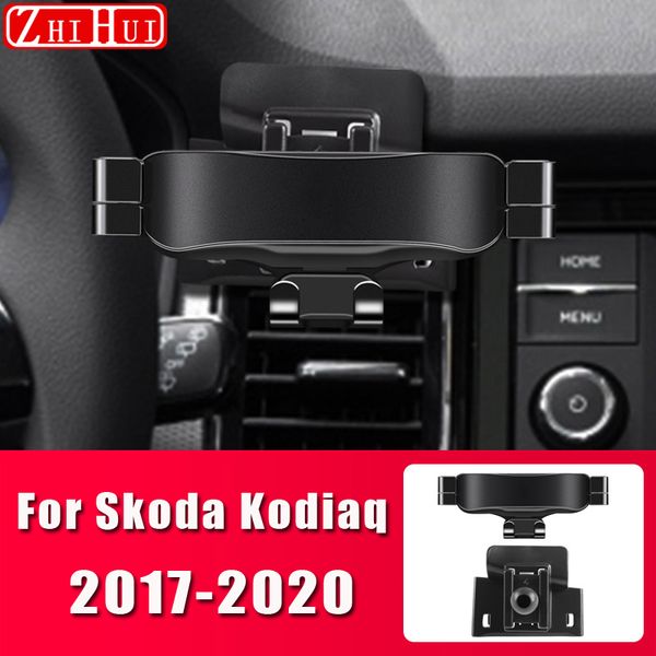 Suporte de telefone móvel estilo de carro para skoda kodiaq karoq kamiq 2017-2020 suporte de ventilação de ar suporte de gravidade acessórios de suporte