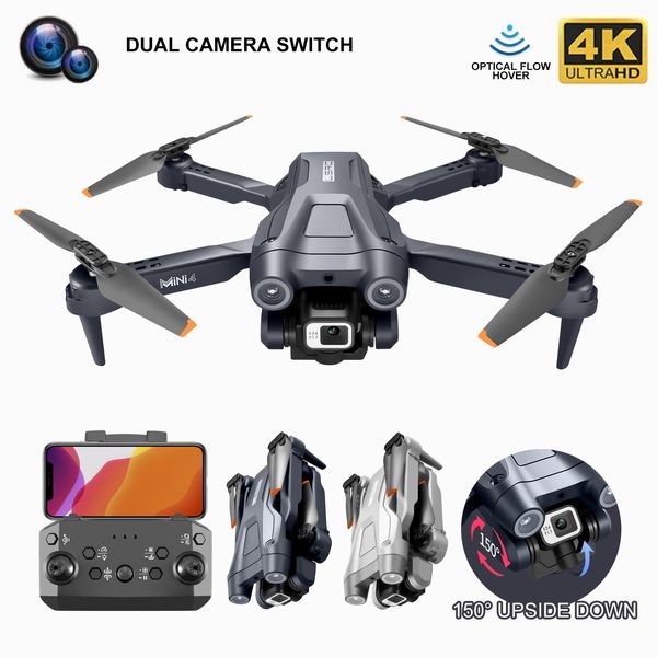 Mini 4 Drone 1080P 4K HD Câmera Dupla WiFi FPV Quadcopter Dobrável Fluxo Óptico Localização de Obstáculos Prevenção de Obstáculos RC Drone Brinquedo de Presente