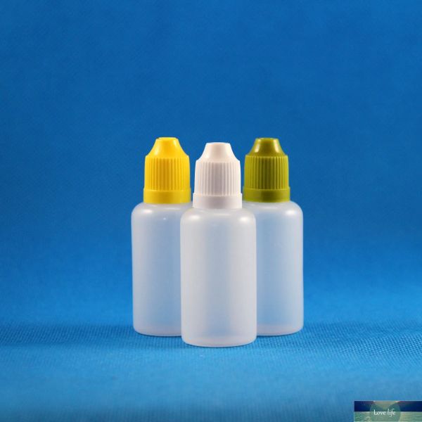 100 set 30 ml (1 oz) flaconi contagocce in plastica punte per tappi a prova di bambino LDPE per liquido E Vapor Cig qualità 30 ml
