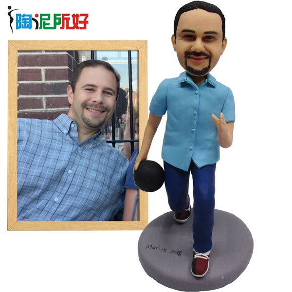 Objetos decorativos estatuetas TNSH bonecos feitos à mão de argila de polímero estatueta de cabeça de bobble personalizada decoração de casamento presentes de natal arte estátua escultura 230621