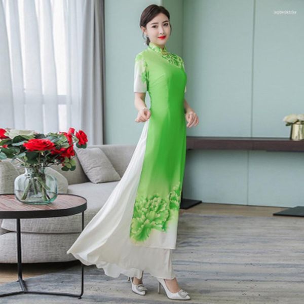 Ethnische Kleidung Traditionelles vietnamesisches Ao Dai Vietnam Cheongsam Chinesischer Stil Langes Qipao Abendparty-Hochzeitskleid RB79