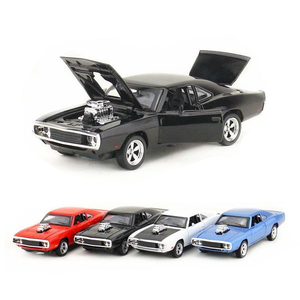 Diecast Model car 1 32 Scale Fast and Furious 7 Diecast Model 1970 Dodge Charger RT Super Pull Back Doors Openable Toy Coleção Educacional 230621