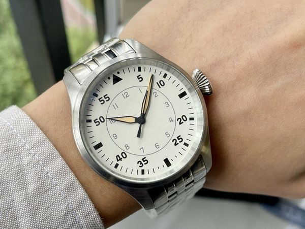 Novo relógio de alta qualidade, relógio masculino, mecânico totalmente automático, cronógrafo antigo com tema de corrida, tamanho 43 mm