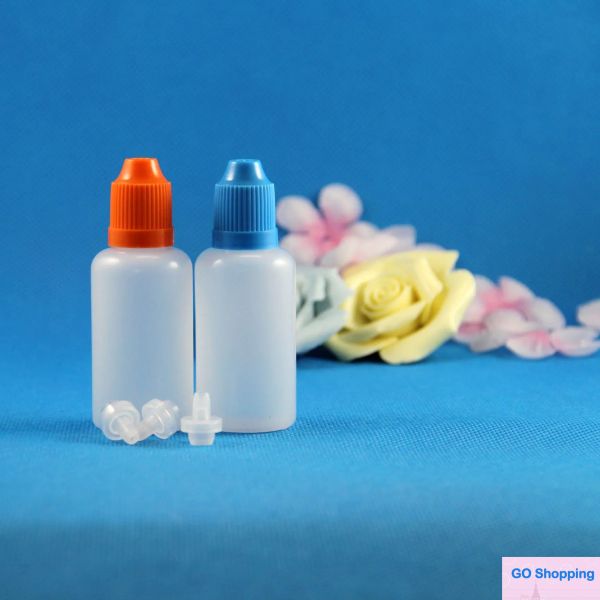 100 set 30 ml (1 oz) flaconi contagocce in plastica punte per tappi a prova di bambino LDPE per liquido E Vapor Cig 30 ml classico