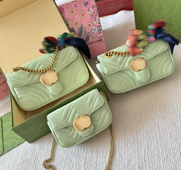 Mode Marmont Frauen klassische Designer-Taschen echtes Leder Handtaschen Goldkette Kosmetik Messenger Marmont Umhängetasche Totes Dame Geldbörse Geldbörse 3 Größen