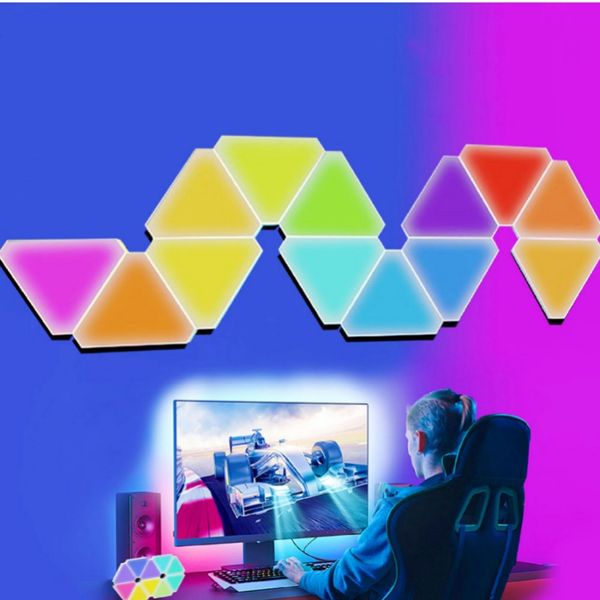 WIFI APP Bluetooth tuya Smart LED Triangle Ambient Night Light RGB Wall Light TUYA APP Dimmable Voice Control Game Room TV Backdrop Decoração do quarto