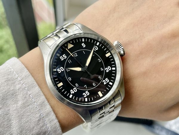 Novo relógio de alta qualidade, relógio masculino, cronógrafo antigo com tema de corrida, mecânico totalmente automático, aço inoxidável, 43 mm