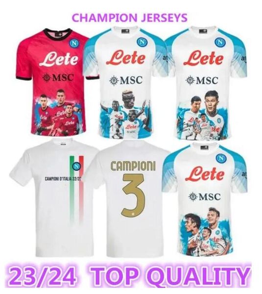 2023 Napoli Futbol Jersey Napoli futbol gömlek 22 23 24 Campioni Ditalia T -Shirt Maglietta Insigne Mertens Man üniforma OSIMHEN YÜZ YÜZÜ GAYİ HAYATI