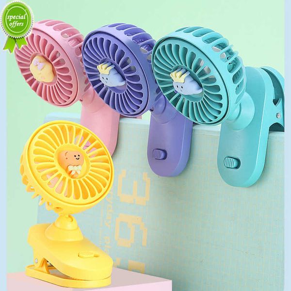 Novo clipe recarregável de mesa de desenho animado, mini ventilador portátil para dormitório de estudantes, mini ventilador de parede usb com luz e controle de led