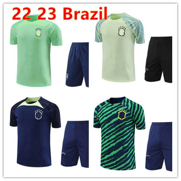2023 Brasilien Fußball-Trainingsanzug 23 24 BRASILIEN Kurzarmweste Fußball-Sets für Erwachsene Sportbekleidung Herren-Trainingsanzug Fußball-Trikot-Kit Uniform Chanda