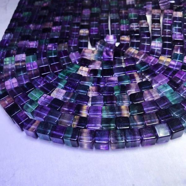 Pietre preziose sciolte 7A BEADS 8.5mm Purple Fluorite Square all'ingrosso per collana di gioielli fai da te 36cm Nature