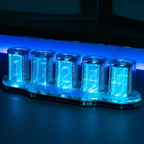 Relógios de mesa de mesa diy analógico luminescente nixie tubo rgb tubo retrô relógio eletrônico led display digital projeção relógio decoração de mesa. 230621