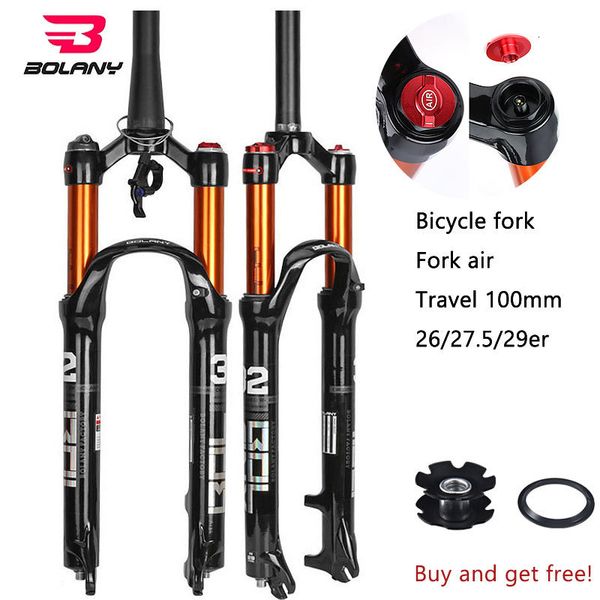 Forcelle per bici Bolany Lega di magnesio MTB Forcella per bicicletta Supension Air 26 27.5 29er Inch Mountain 32 RL100mm Per accessori 230621